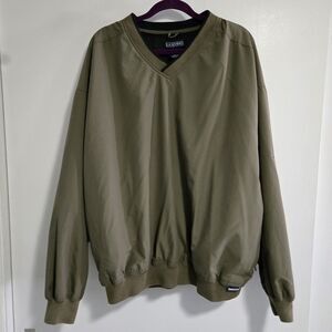 LA Loving Mens 2XL Jacket Green Golf Windbreaker Pullover Shirt Athletic Pockets